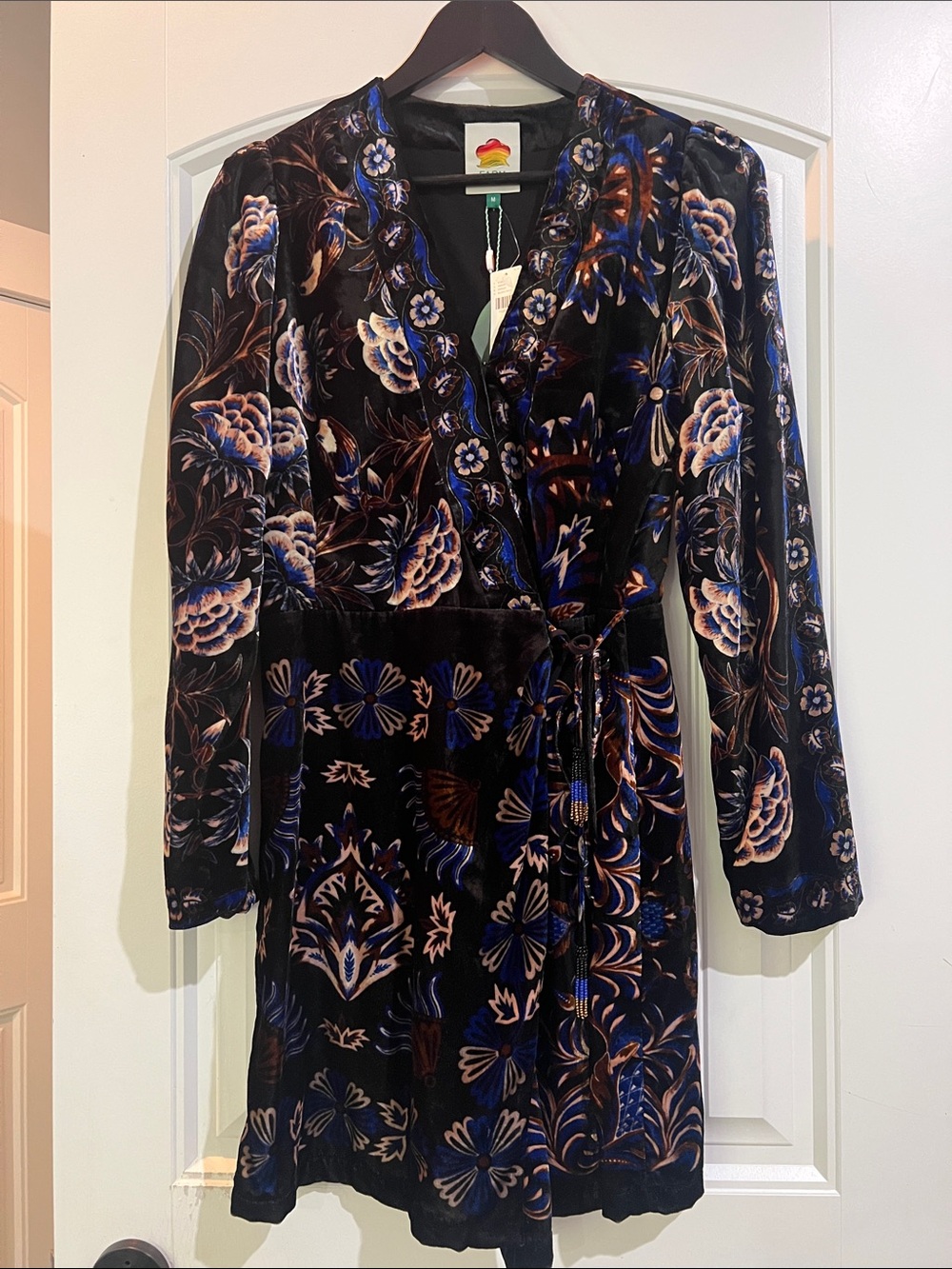 NEW Farmrio Floral Wrap Dress - Black & Blue